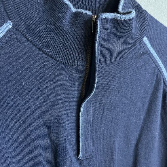 Tommy Bahama Men's Extra Fine Merino Wool 1/4 Zip Pullover Sweater Large L Prep - Picture 2 of 8